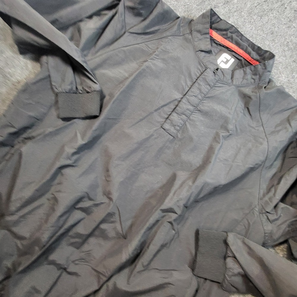 FootJoy FJ Logo Quarter Snap LS Golf Pullover Windbreaker Men's M Black